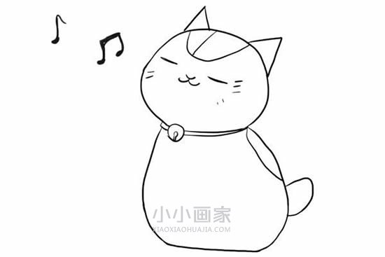 听音乐的猫咪简笔画画法图片步骤步骤6