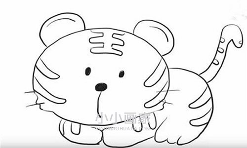 可爱小老虎简笔画画法图片步骤步骤6
