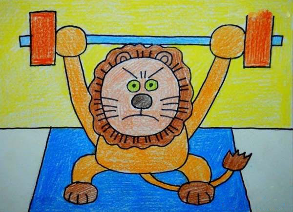 幼儿可爱卡通狮子儿童画作品图片大全步骤1