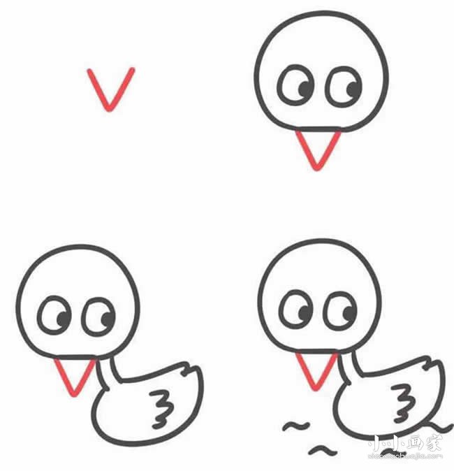 绘本故事字母V简笔画小鸭子的画法图片步骤