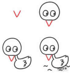 字母V简笔画小鸭子的画法图片步骤