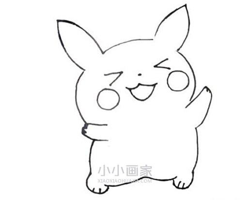 快乐的皮卡丘简笔画画法图片步骤步骤4