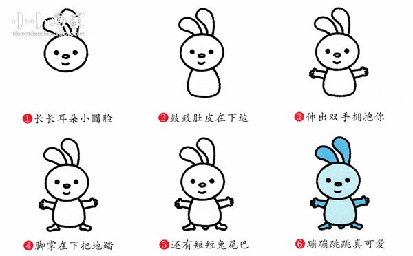 绘本故事可爱卡通小兔子简笔画画法图片步骤