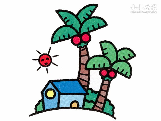 炎热的夏天简笔画画法图片步骤步骤1