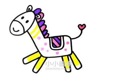绘本故事漂亮卡通小马驹简笔画画法图片步骤