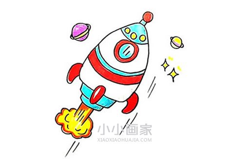 绘本故事卡通宇宙火箭简笔画画法图片步骤