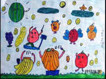 绘本故事幼儿园中班水果世界儿童画作品图片