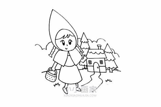 彩色小红帽简笔画画法图片步骤步骤6