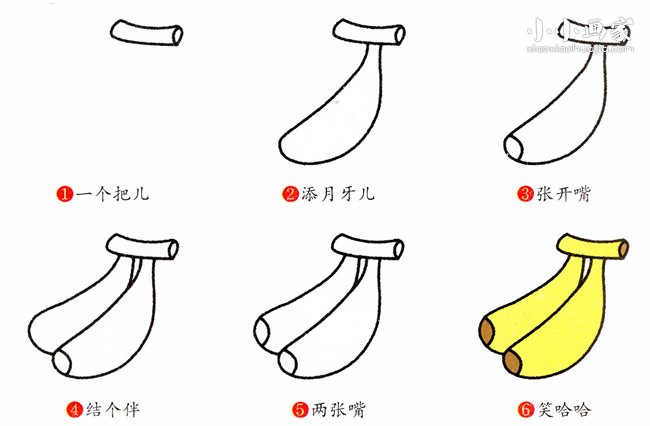 绘本故事两根香蕉简笔画画法图片步骤