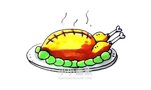 绘本故事烤好的火鸡简笔画画法图片步骤