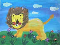 绘本故事威猛的大狮子儿童水粉画图片大全