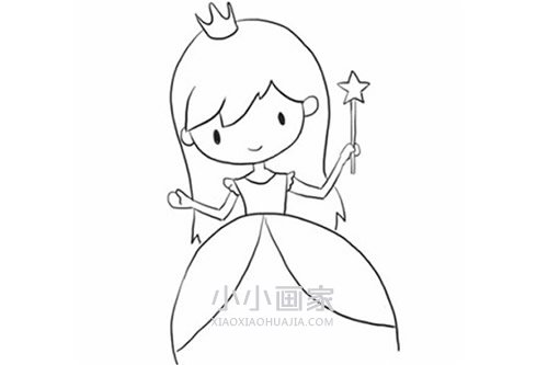 会魔法的漂亮公主简笔画画法图片步骤步骤6