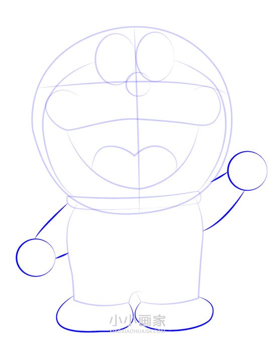 挥手的哆啦A梦简笔画画法图片步骤步骤5