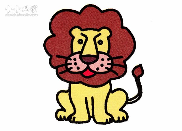 彩色狮子简笔画画法图片步骤步骤1