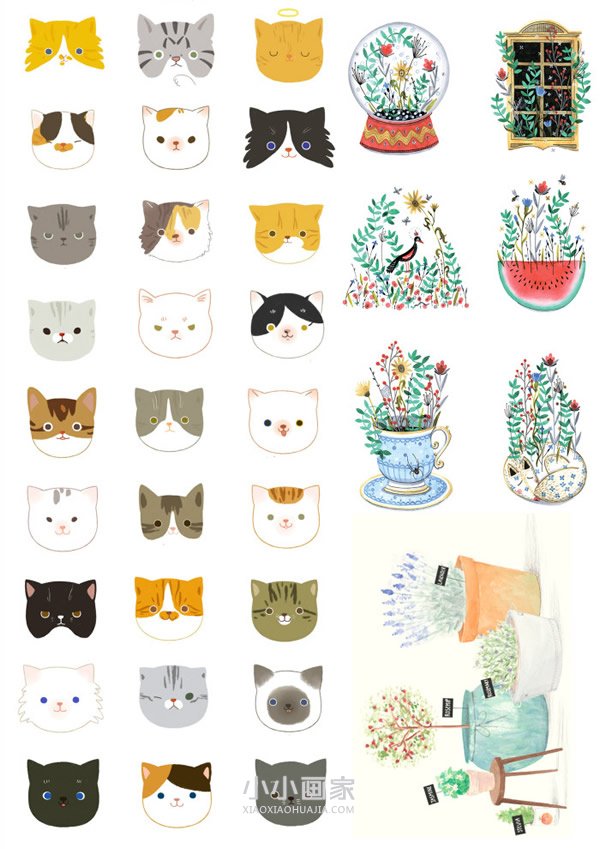 绘本故事可爱卡通猫咪手账简笔画素材