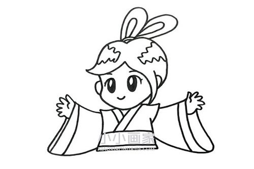 彩色中秋节嫦娥奔月简笔画画法图片步骤步骤4