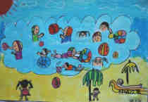 绘本故事小学生夏天游泳儿童画优秀作品图片