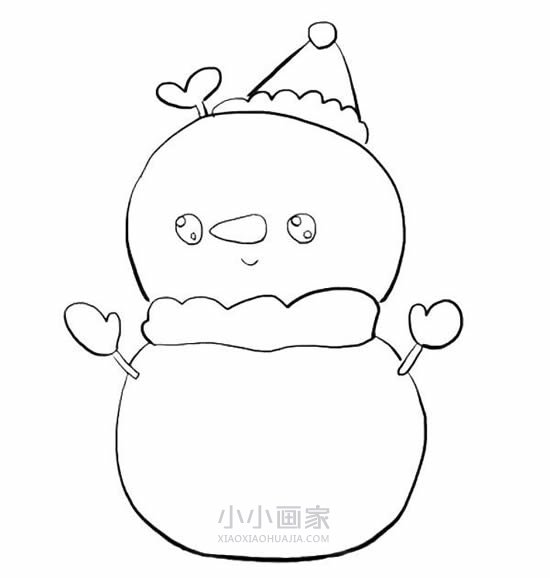 可爱的圣诞雪人简笔画画法图片步骤步骤7