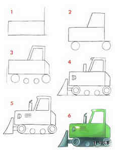 彩色铲车简笔画画法图片步骤步骤1