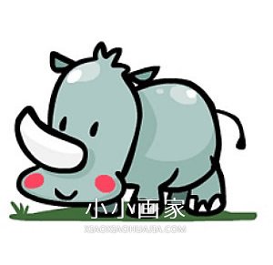 彩色卡通犀牛简笔画画法图片步骤步骤1
