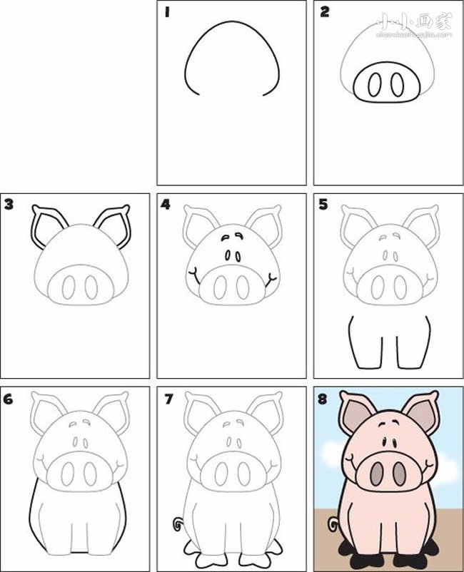 绘本故事可爱小猪简笔画画法图片步骤
