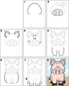 绘本故事可爱小猪简笔画画法图片步骤