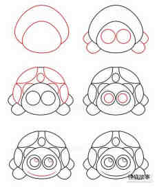 正面的乌龟简笔画画法图片步骤步骤1