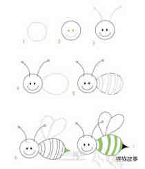 绘本故事可爱的小蜜蜂简笔画画法图片步骤