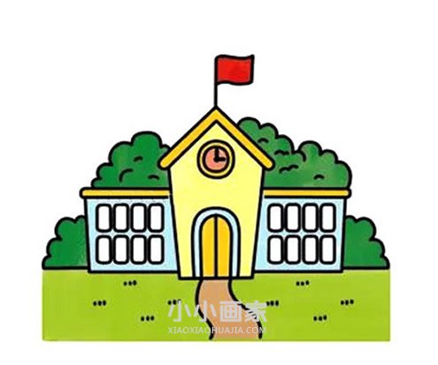 绘本故事美丽的学校简笔画画法图片步骤