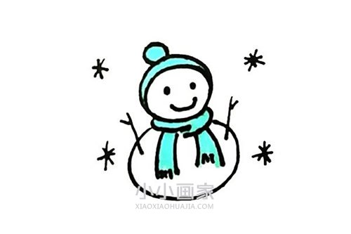 雪中的雪人简笔画画法图片步骤步骤1