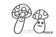 两只卡通蘑菇简笔画画法图片步骤步骤6