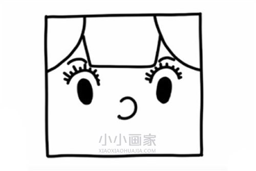 方方脸卡通女孩简笔画画法图片步骤步骤5