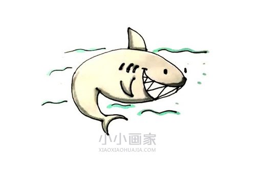 绘本故事水中鲨鱼简笔画画法图片步骤