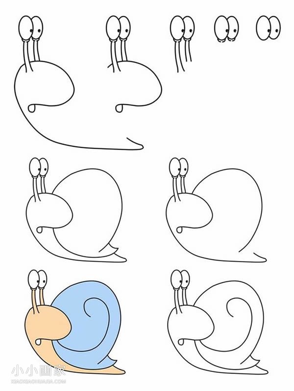 绘本故事吃惊的蜗牛简笔画画法图片步骤