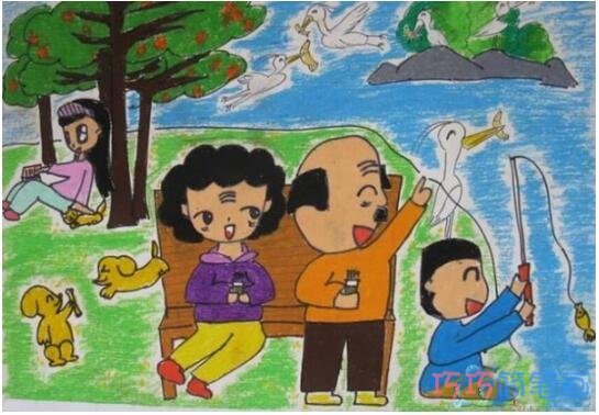 快乐重阳节儿童画怎么画好看_重阳节简笔画图片步骤1