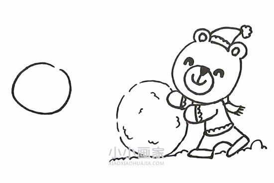 滚雪球的小兔和小熊简笔画画法图片步骤步骤8