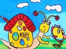 绘本故事蜗牛小屋画画 蜗牛小房子儿童画图片大全