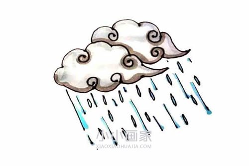 下雨的云朵简笔画画法图片步骤步骤1