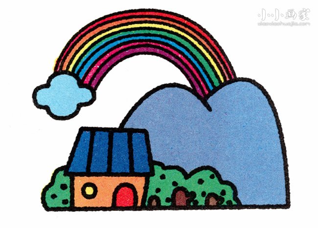 美丽彩虹简笔画画法图片步骤步骤1