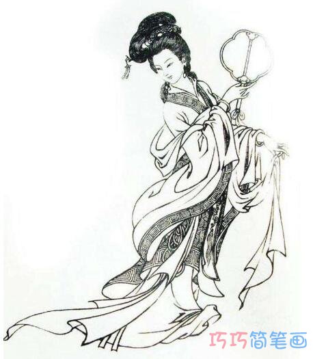 嫦娥仙子怎么画涂色 嫦娥奔月简笔画图片步骤1