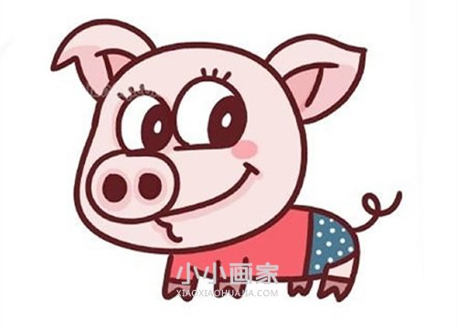 绘本故事彩色卡通小猪简笔画画法图片步骤