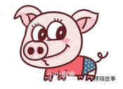 彩色卡通小猪简笔画画法图片步骤
