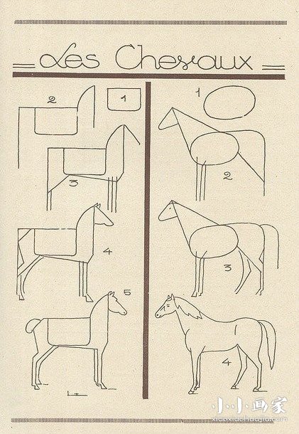 绘本故事两种马的简笔画画法画法图片步骤