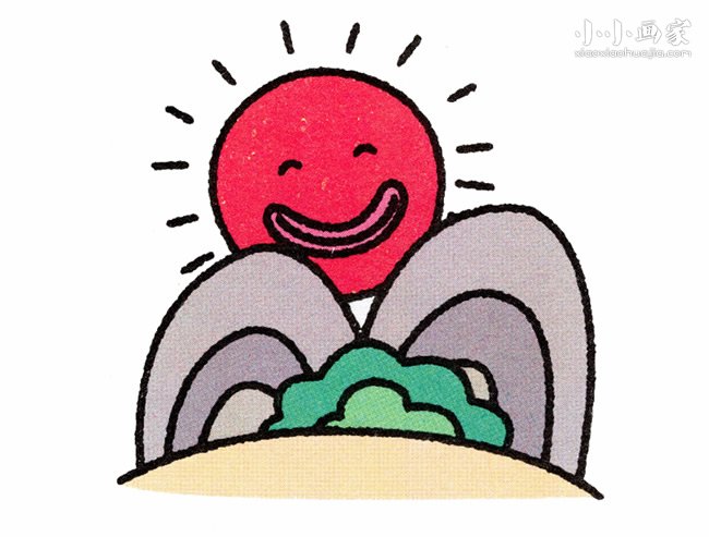 日出简笔画画法图片步骤步骤1