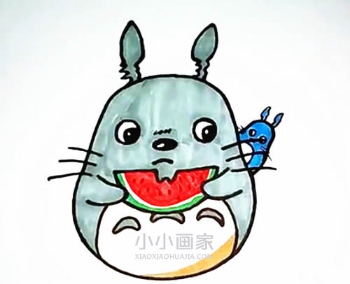 绘本故事吃西瓜龙猫简笔画画法图片步骤