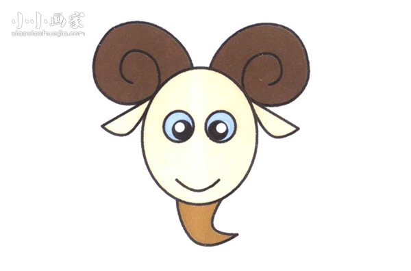 长角的绵羊简笔画画法图片步骤步骤1