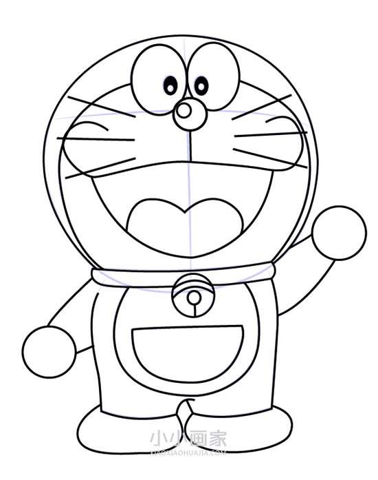挥手的哆啦A梦简笔画画法图片步骤步骤7