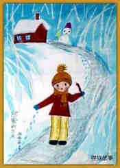 绘本故事冬天美丽的小女孩儿童画画作品图片