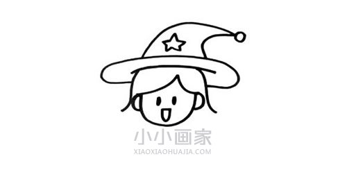 小小女魔法师简笔画画法图片步骤步骤3