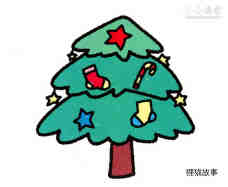 挂满礼物的圣诞树简笔画画法图片步骤步骤1